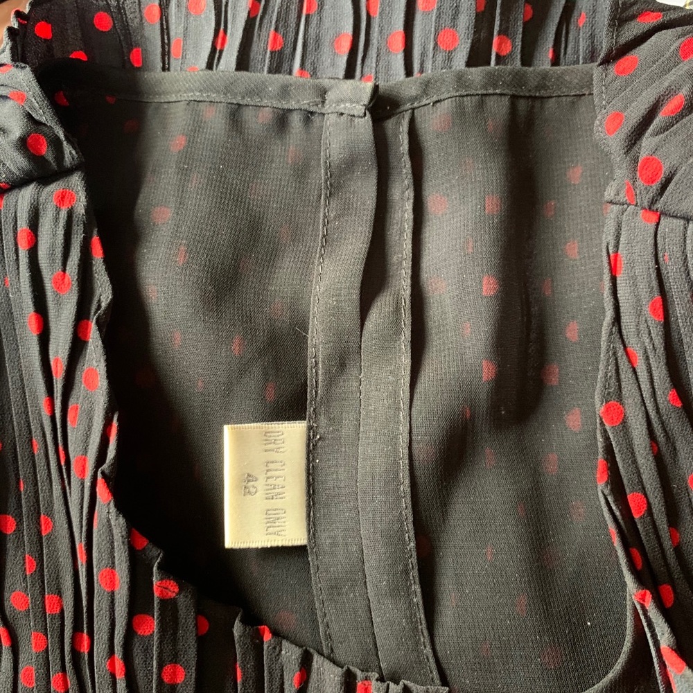 Vintage Polka Dot Pleated Sleeveless Boxy Blouse - Picture 5 of 7